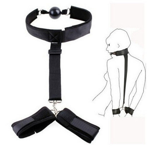 Mouth collar to Hand restraint wrist cuffs Slave harness bondage Adult fetish product Sex Game Toys for women men Couples q4201