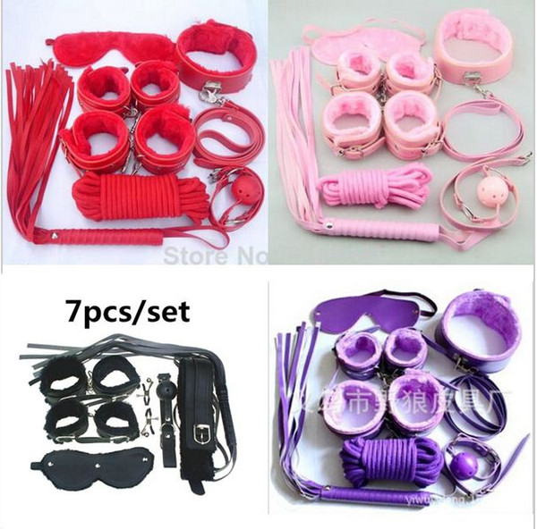 Sex Toys 7 Pcs kit,4 Color Leather fetish bondage erotic toys Sex toy for couple Furniture Sex product for couple QQ006