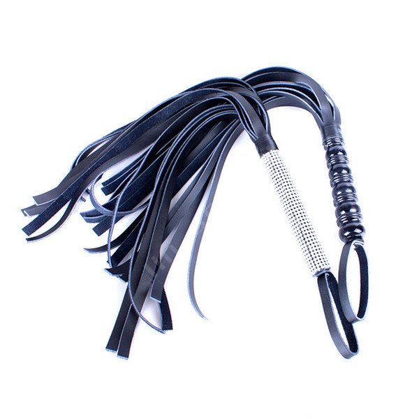 540mm Black Cattle Hide Leather Whip BDSM Flogger Spanking Kit Slave Slut Punish Toy Torture Restraint Sex Product