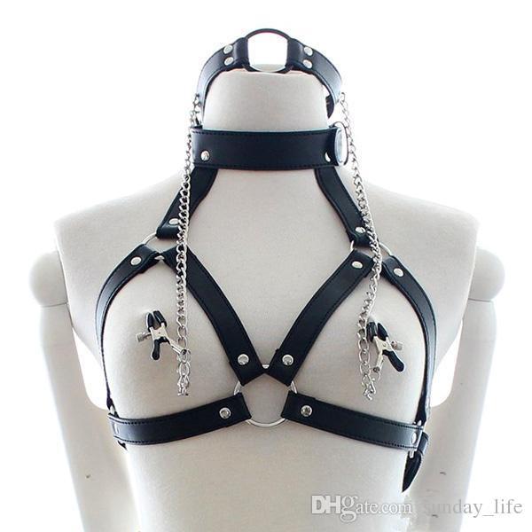 Free shipping!!!PU Leather Bondage Restraints O Ring Gag Nipple Clamps Slave Collar Fetish Erotic Adult Games Sex toys for Couples