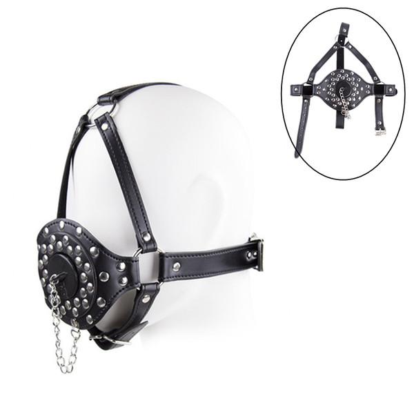 Sweet Magic Leather Head Strap Harness Open Mouth Gag Plug Restraint, Face Mask Muzzle,Cosplay Role Play System,Adult Sex Toys