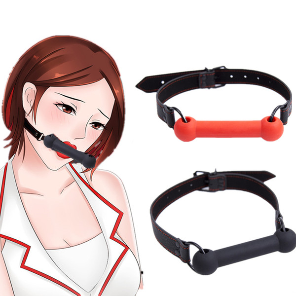 Sweet Magic Silicnoe Stick Dog Role Play Mouth Gag Adults BDSM PU Leather Head Harness Restraints Bite Gags Mouth Gag Adult Erotic Sex Toys