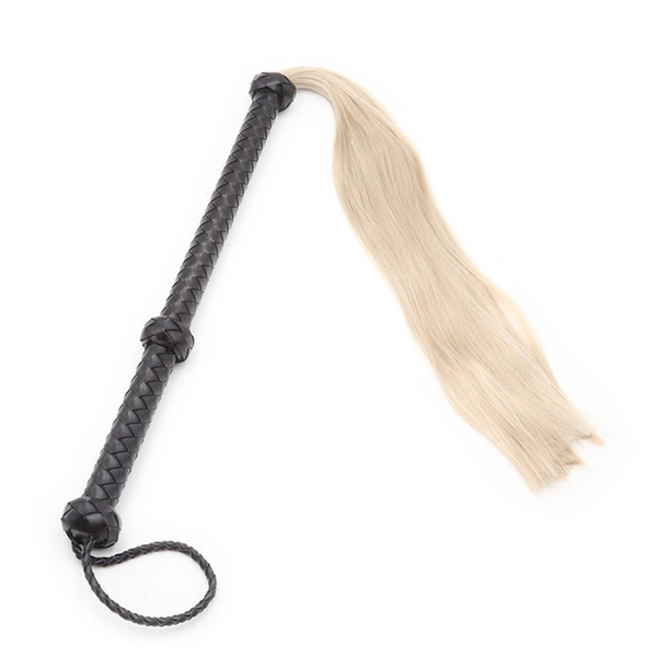 Newest Ass Spanking Unisex Blondie Pony Tail Flogger Whip Fetish Animal Role Play Horse Silky Tail Whip Erotic Toys For Couples