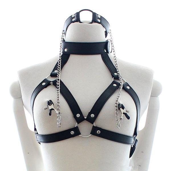 Free shipping!!!PU Leather Bondage Restraints O Ring Gag Nipple Clamps Slave Collar Fetish Erotic Adult Games Sex toys for Couples