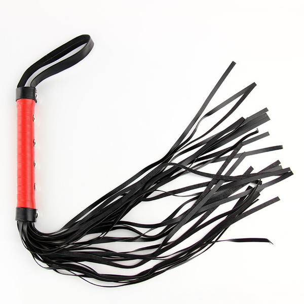 Sexy Whip Black Lash Red Handle For Adult Game PU Leather Flirt Sex Toy Products Couple Role Play