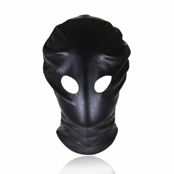 Black PU Leather Head Hood Mask Harness Adult Games Hoods Mask Eyes Hollow Mask Bdsm Bondage Restraint Hood Sex Toys For Couple