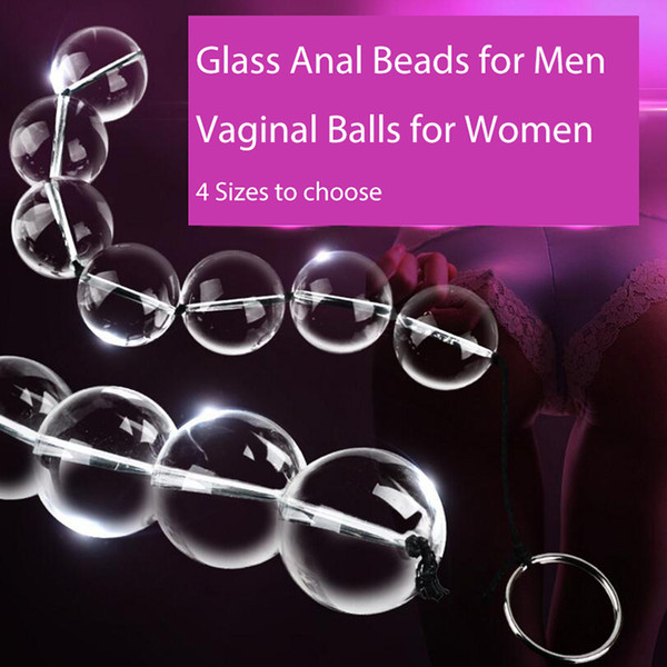 Glass Anal Beads Vaginal Balls Anal Plug Butt Sex Toy 4 Sizes Female Sex Products Vagina Kegel Balls for Women Crystal Massager