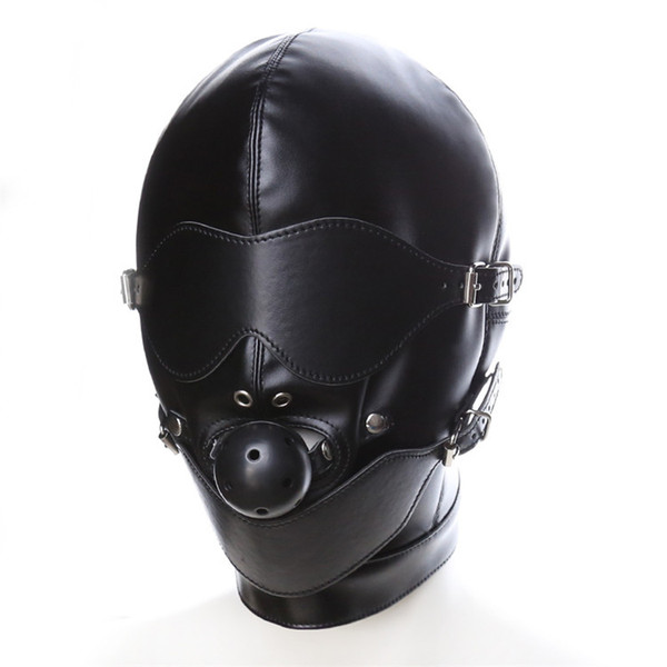 Sex Toys Headgear With Mouth Ball Gag BDSM Fetish Erotic Bondage Sex Hood For Men Men's Adult Games Sex SM Mask For Couples