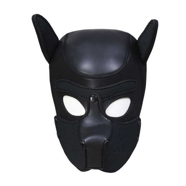 Fetish PU Leather Sponge SM Hood Dog Cosplay Mask Head Nightclub performance Harness Slave Collar Bondage