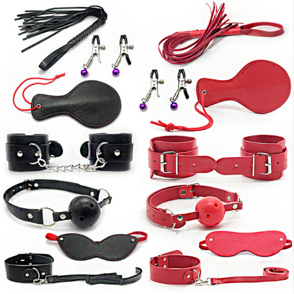 Sex Bondage Kit Set 7 Pcs Sexy Product Set Adult Games Toys Set Hand Cuffs Footcuff Whip Rope Blindfold Couples Erotic Toys