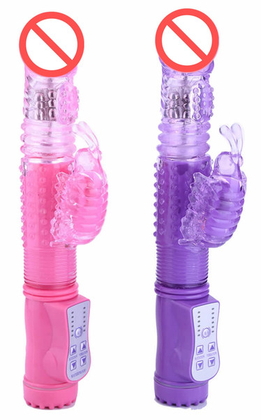 Butterfly Rotating Vibrator Thrusting Clitoris Stimulator G-Spot Dildo Vibration Vibrators 2 Colors Sex Toys for Women