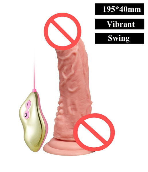 7.67 Inch Vibrating Swing Dildo Vibrator with Suction Cup G Spot Female Toy Sex Toys Clitoral Orgasm for Women Ø 1.57