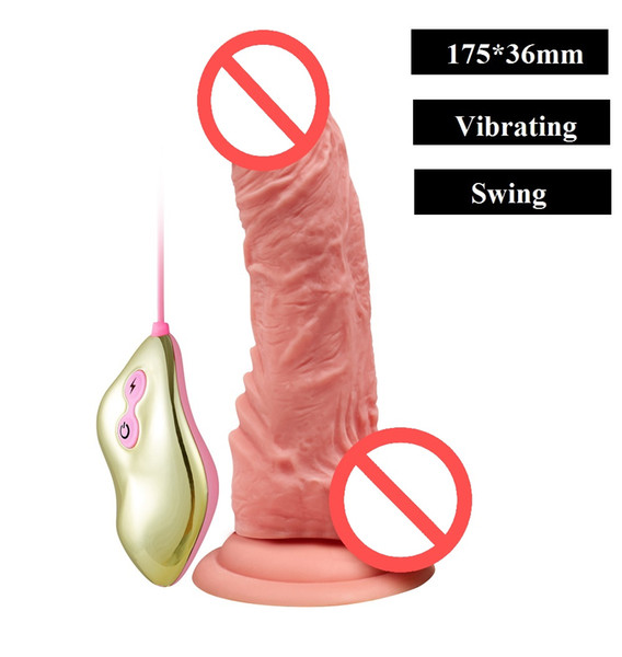 6.88 Inch Vibrating Swing Dildo Vibrator with Suction Cup G Spot Female Toy Sex Toys Clitoral Orgasm for Women