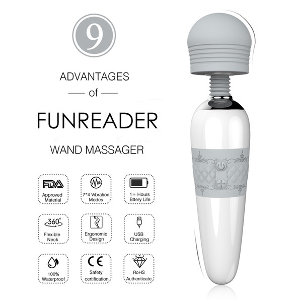 AV Magic Wand Massager USB Rechargeable 4 Rotating Speed Sex Vibrator for Women Clitoris Stimulator Electric Body Massager Erotic Sex Toys