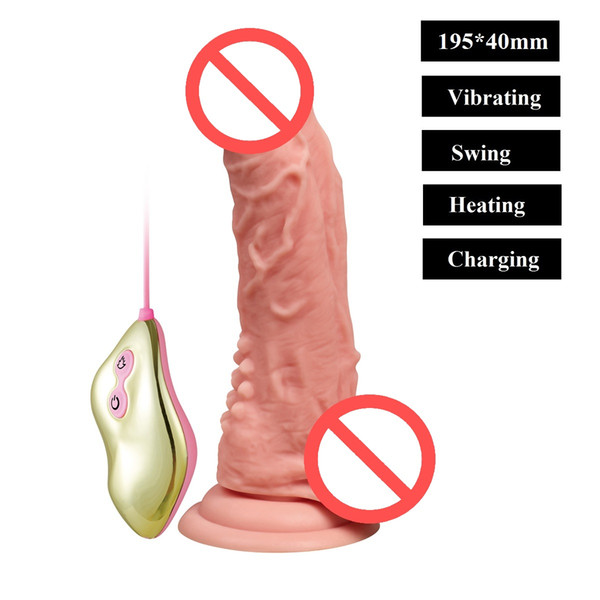 7.67 Inch Vibrating Swing Heating Dildo Vibrator with Suction Cup G Spot Female Toy Sex Toys Clitoral Orgasm for Women Ø 1.57