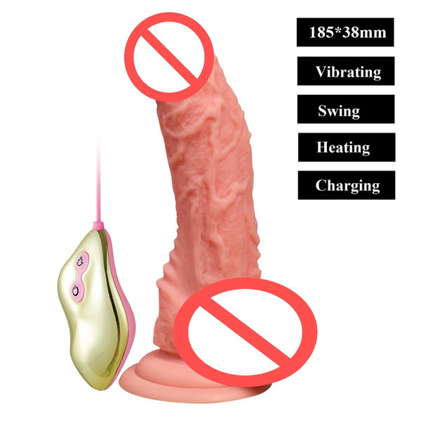 7.28 Inch Vibrating Swing Heating Dildo Vibrator with Suction Cup G Spot Female Toy Sex Toys Clitoral Orgasm for Women Ø 1.49