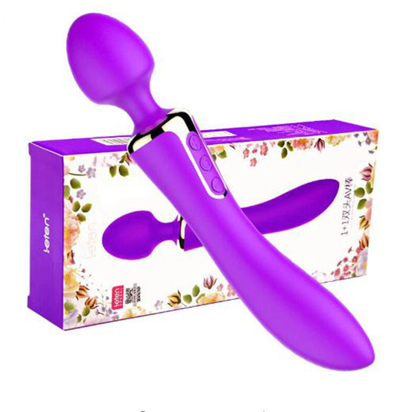 Heating Silicone Double Head AV Vibrator Magic Wand Massage Intelligent Waterproof Rechargeable AV Sex Toys Dual Function,10 Mode Massager