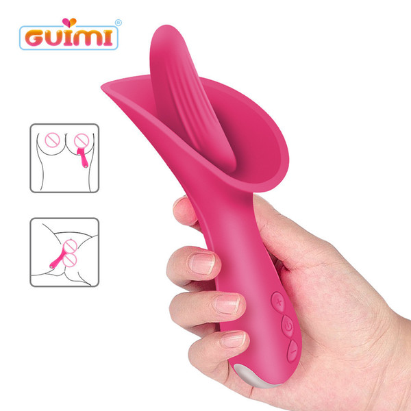 GUIMI Silicone Vibrating Nipple Massager Tongue Vibrator Oral Sex Women Vagina Masturbator G-spot Magic Wand Pussy Licking Toy