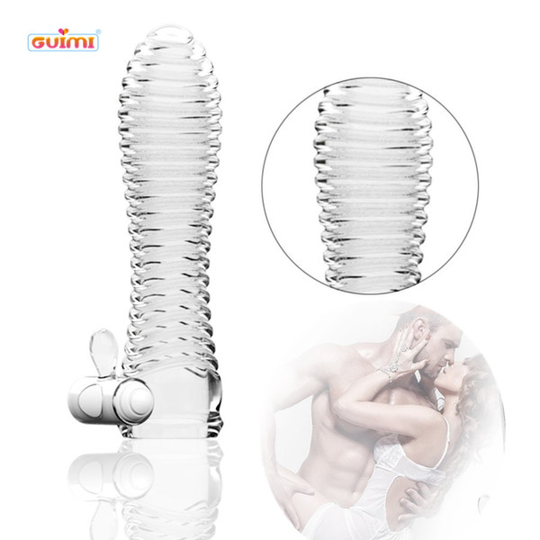 GUIMI Crystal Penis Extender Delay Penis Ring Auto Dildo Vibrator Sex Toys For Man Vibrating Cover Intimate Goods Masturbator