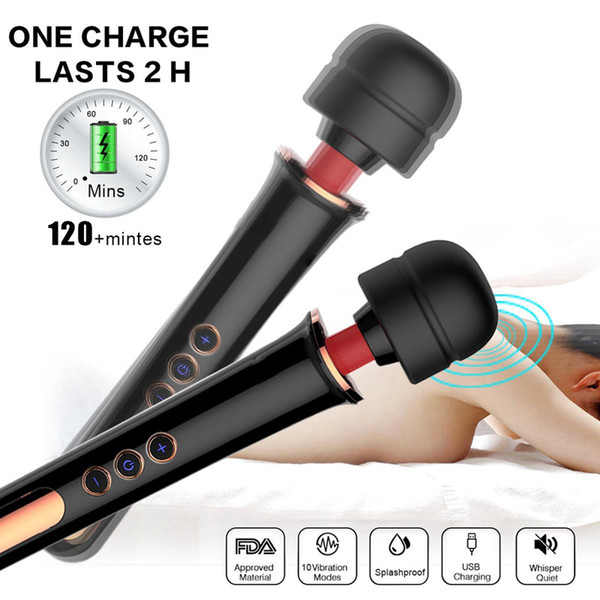 2018 NEW Strong Vibration AV Stick Body Massager Vibrator Big Head Clitoral Stimulator 5 Speeds 10 Frequency Magic Wand Sex Toy for Women