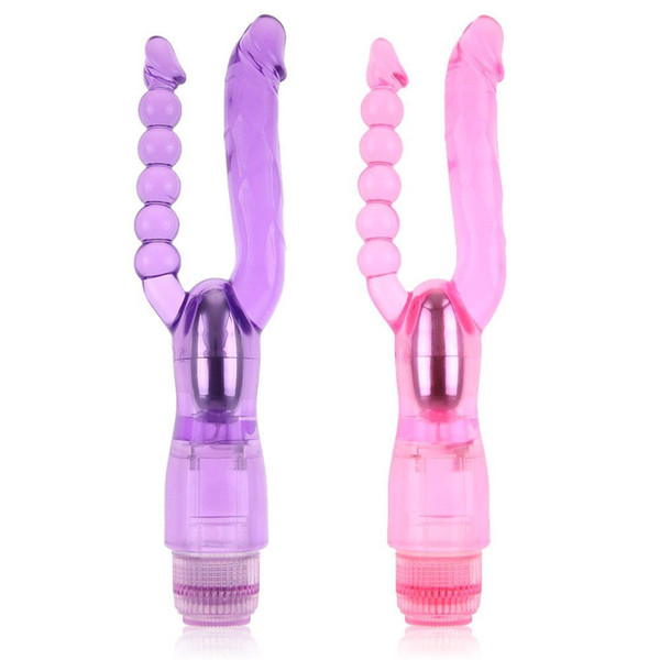 Waterproof Double Vibrating Vaginal Anal G Spot Dildo Cock Vibrator Massager Toy #R410