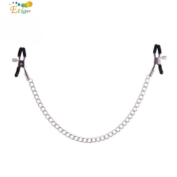 Sexy Nipple Clamps Chain Set 2pcs Masturbation Clamps With 1pcs Stainless Steel Chain Breast Clamp Sex Toy size Adjustable