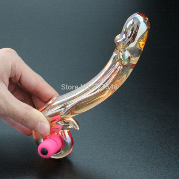 glass dildo with mini vibrator,penis Anal beads Butt plug,Female Masturbation vibrating glass dildo, gay Sex toys Adult products