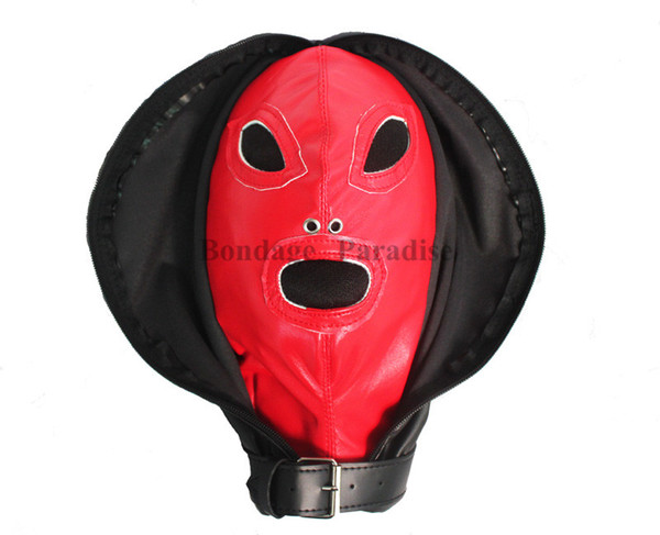 Bondage Fetish Mask Double Skinned Black And Red Hood Bondage Fetish Mask Hood Hood $ Mask BDSM products