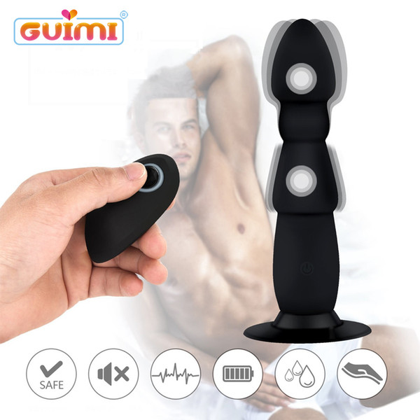 GUIMI USB Realistic Dildos Vibrator For Men Silicone Butt Plug Penis Anal Vibrator With Suction Male Erotic Toys Sex Products