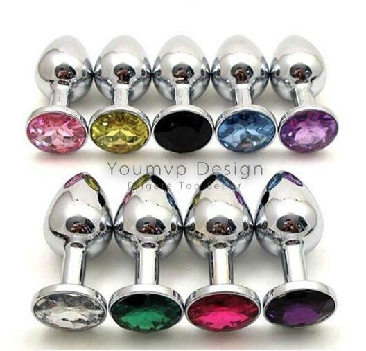 Unisex Butt Toys Plug Anal Silver Insert Stainless Steel Metal Plated Jeweled Sexy Stopper Anal toys For Women JJD2230