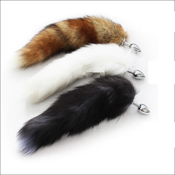 35cm long Fox Tail Anal Plug Metal Butt Plug Anal Sex Toy 7cm 8cm 9cm plug for choice