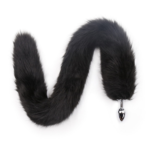 3cm dia Anal plug fox tail Stainless steel butt plug 76cm length red black white dog cat tail metal anal plug cosplay sex toys