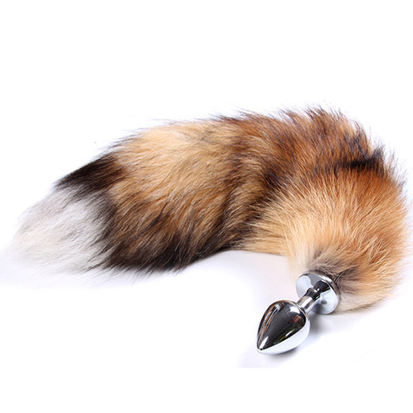 20pcs/Lot Small Size Anal Plug Realistic Fox Tail Metal Butt Plug Cosplay Props Anal Sex Toys For Women