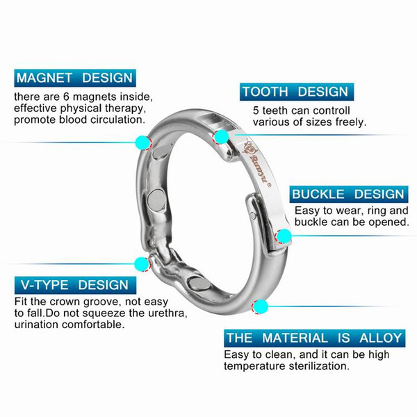 4 Size Adjustable Size Penis Rings For Male Magnetic Physiotherapy Metal V Type Circumcision Erection Cock Ring Sex Toys for Men