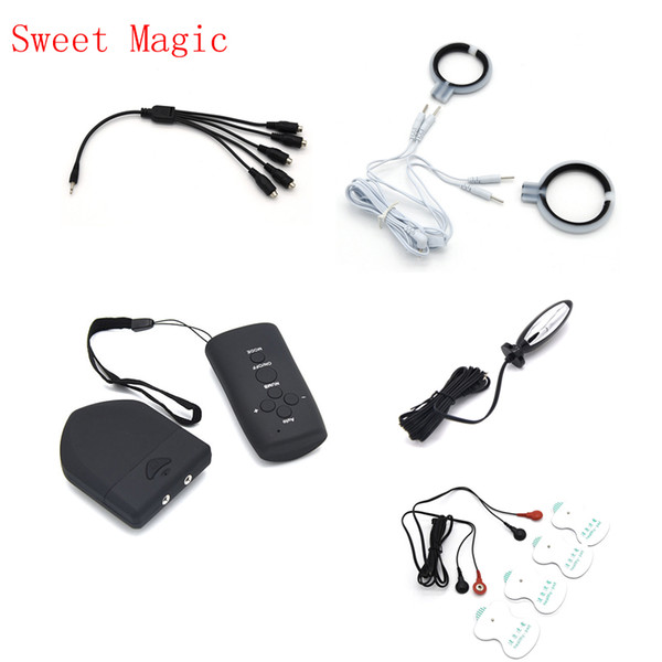 Wireless Remote Control Electric Shock Pads Sticky Paste Electro Stimulator Nipple Clamps Anal Plug Massage Medical Themed Toys