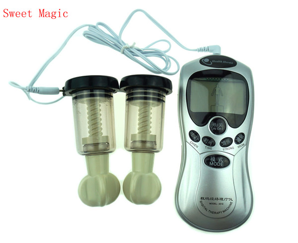 Electric Shock Kit Nipple Clamps Clips Female Breast Clip Massager Enlargement Vacuum Electro Nipple Sucker Pump Adults Sex Toys