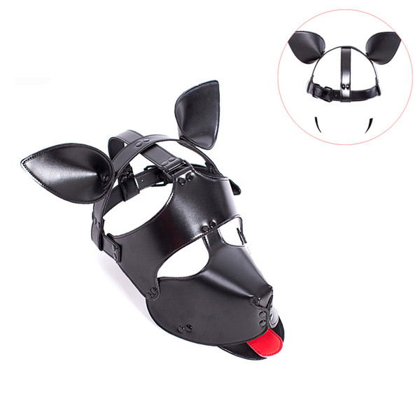 PU Leather Fetish Dog Mask Puppy Play Dog Cosplay Mask Pet Role Accessories Erotic Sex Products Flirting Toys For Women Men Gay