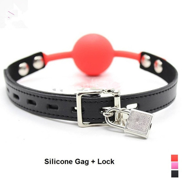 Bondage Restraints Solid Silicone Red Mouth Ball Gag With Lock Sex Products Toys For Couples Fetish Erotic Role Play