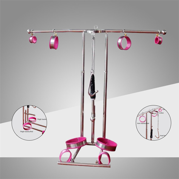 New design DisassembledDevice With Vagina Plug Anal Hook Handcuffs Ankle Cuffs Slave Training Force Kneel Frame