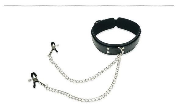 Adult Diary Fetish Leather Neck Collar Nipple Clamps BDSM Bondage Sex Products for Woman Adult Games Sex Toys For Couples