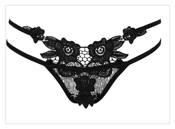 Double Fine Band Embroidery Flower Lady Underwear Sexy Net Hole Low-Rise Thong Women Transparent Panties Hollow Cozy Briefs(78)