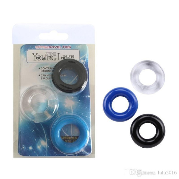 FREE SHIPPING!! 3pcs/set Silicone Cock Rings Delay Ejaculation Stretch Cockring Control Extender Flexible Glue Penis Ring For Man