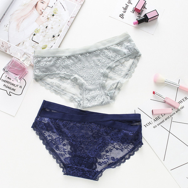 Japanese and Korean girls' panties simple female lace shorts sexy ladies' low-waisted briefs