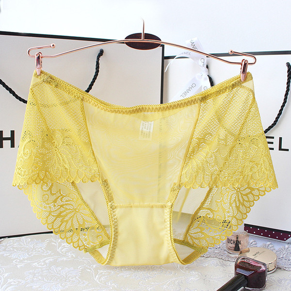 Sexy underwear manufacturer wholesale large size lace underwear seductive transparent cotton underfile non-mark deltas