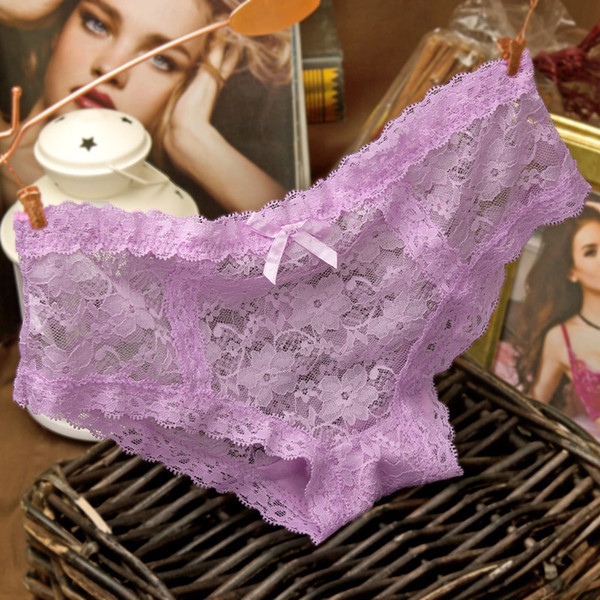 Ladies sexy lace underwear briefs waist female underwear seamless breathable mesh hollowed out the perspective of female underwear