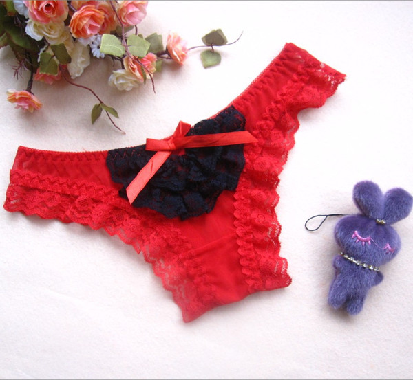 Ladies Lace Sexy Panties T pants bow tie