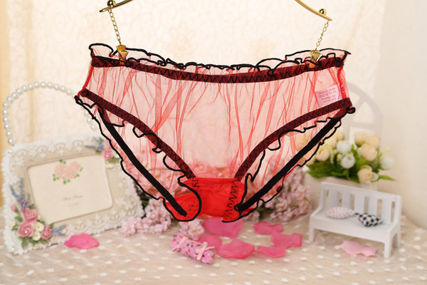 The new style of intercolor sexy amorous T-type pants panties cute lace seductive transparent perspective exposed hair