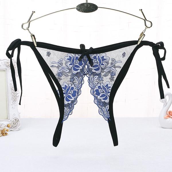 Embroidery Net Yarn Open Crotch Sexy Panties For Women High Quality Lady Love Thongs and G strings Underwear SV006