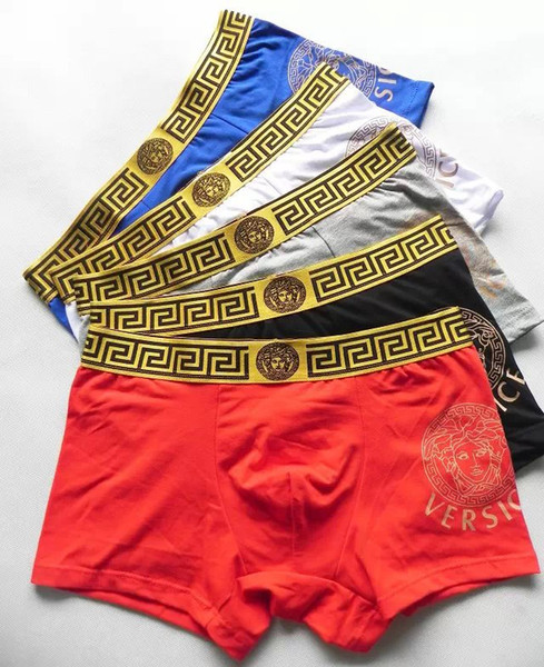 2019 Men's Underwear High Quality 5 Colors Sexy Cotton Men Boxers Breathable Mens Underwear Branded Boxers Logo Underwear Male Boxer