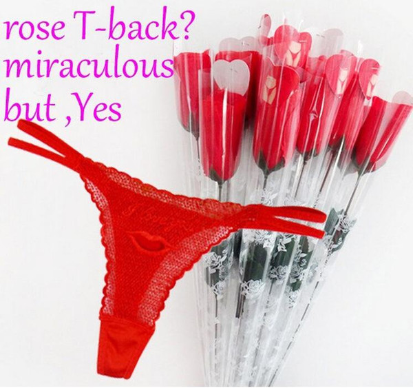 Valentine's day Gift Panty Rose underclothes women underwear T-Back sexy lingerie red lip hears panty rose Panties & Thong Sexy Panties